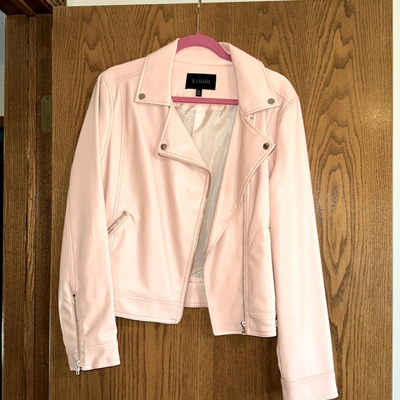 Blu Pepper Pale Pink Vegan Leather Motorcycle Jacket - Picture 1 of 9